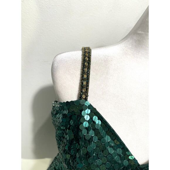 Scala Collection dress sequins disco night out green circular festive women's 8 - Picture 5 of 8
